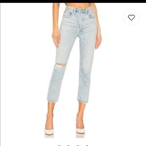 AGOLDE Riley high rise straight crop in shatter